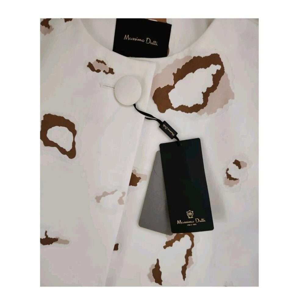 Massimo Dutti Women’s SZ4 Animal Print Jacket Blazer 100% Cotton 3/4 Sleeve Coat - Picture 7 of 8